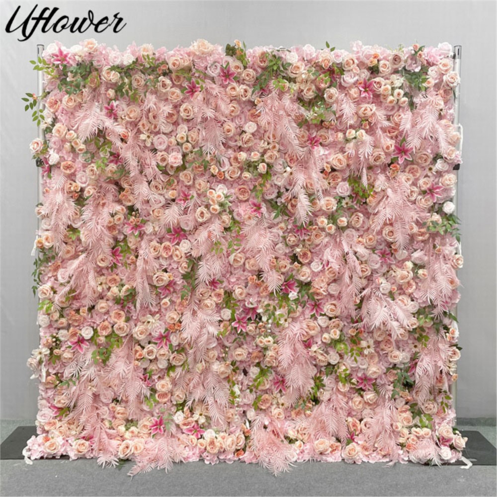 Flower Wall Panel - Uflower 5D rosa Rose Stoff Blume