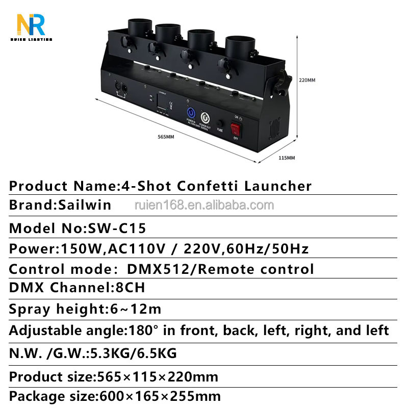 DMX 512 Vier-Röhren-Konfettima – Confetti Cannon Tube Bewertung und Preis